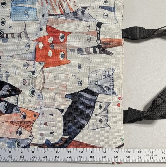 New cat print tote bag, reusable, shopping - Picture 3 of 5